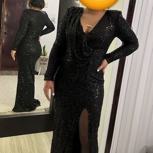 Fashion Nova Black Sequin Long Sleeve Dress